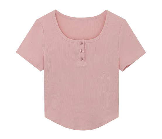 buttoned short sleeve T-shirt