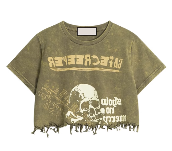 Washed and fried short-sleeved T-shirt