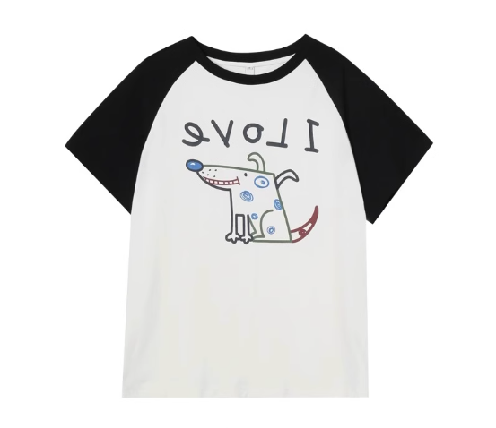 Raglan short sleeve T-shirt