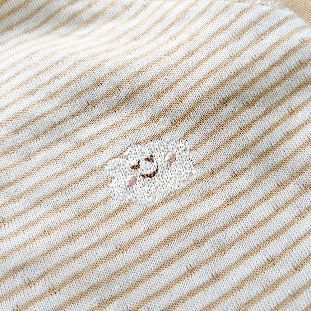 有機棉嬰兒雙層彩長袖連身衣-褐條 | 藍天畫布有機棉