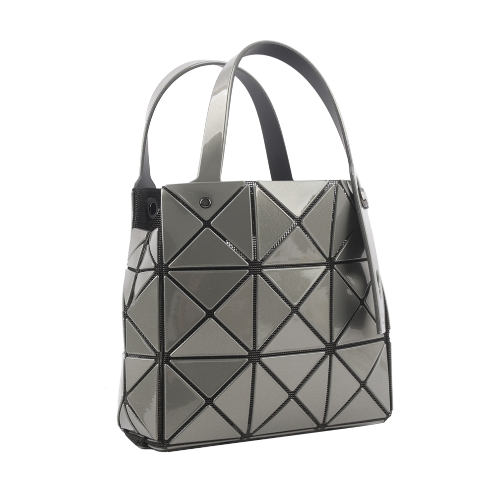 【ISSEY MIYAKE三宅一生】BAO BAO CARAT 3X3 亮面手提小方盒(鐵灰色) AG610 94