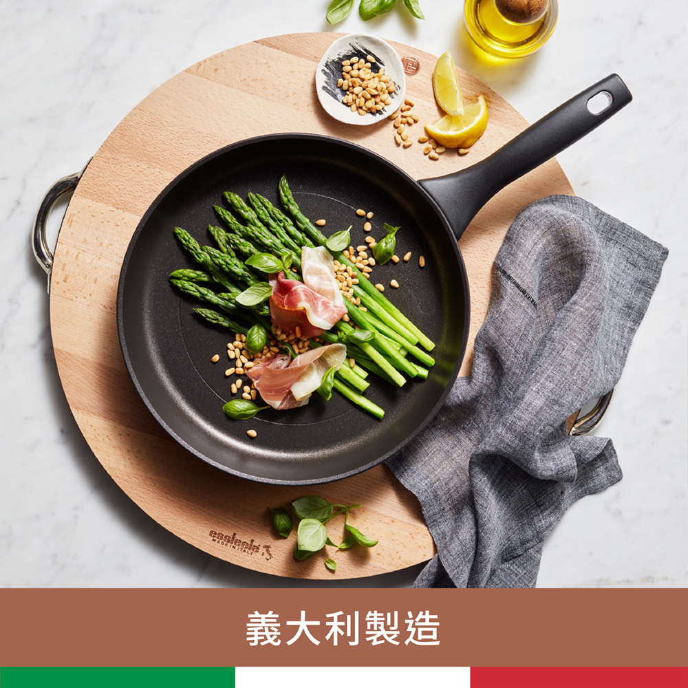 《ESSTEELE 意帝斯》皇室級鑽石不沾導磁平底鍋28CM(IH/電磁爐)(義大利進口)