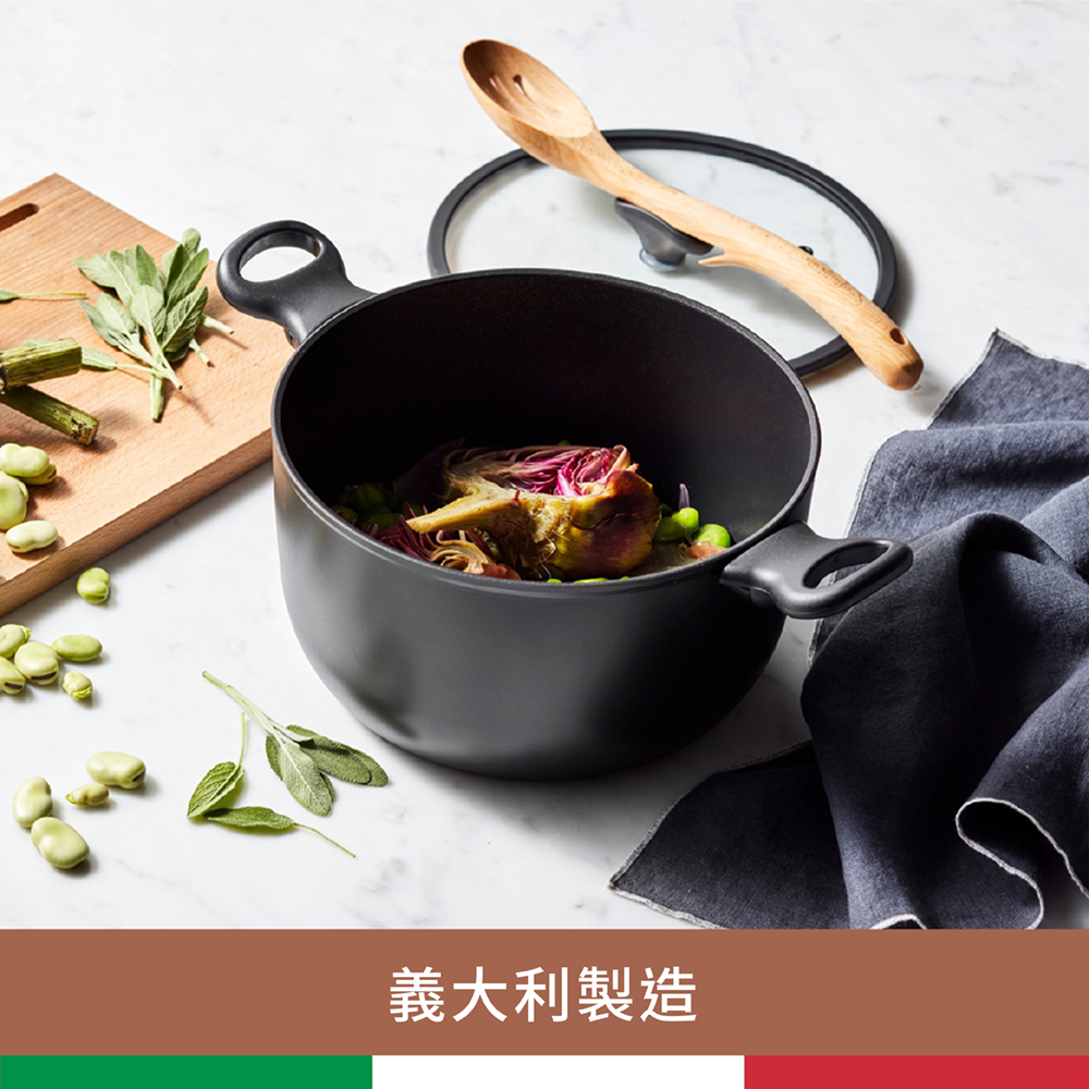 《ESSTEELE 意帝斯》ESSTEELE意帝斯皇室級鑽石不沾導磁單柄湯鍋20cm(含蓋) (IH/電磁爐)(義大利進口)