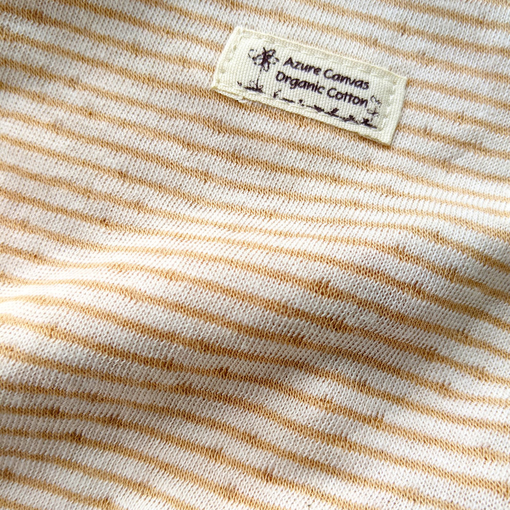 有機棉嬰兒雙層彩連身肚衣-褐條 | 藍天畫布有機棉