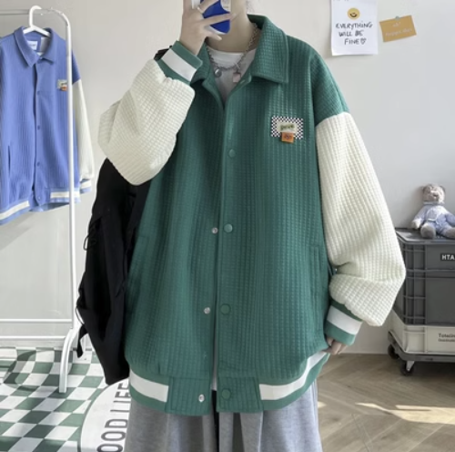 撞色拼接夾克外套