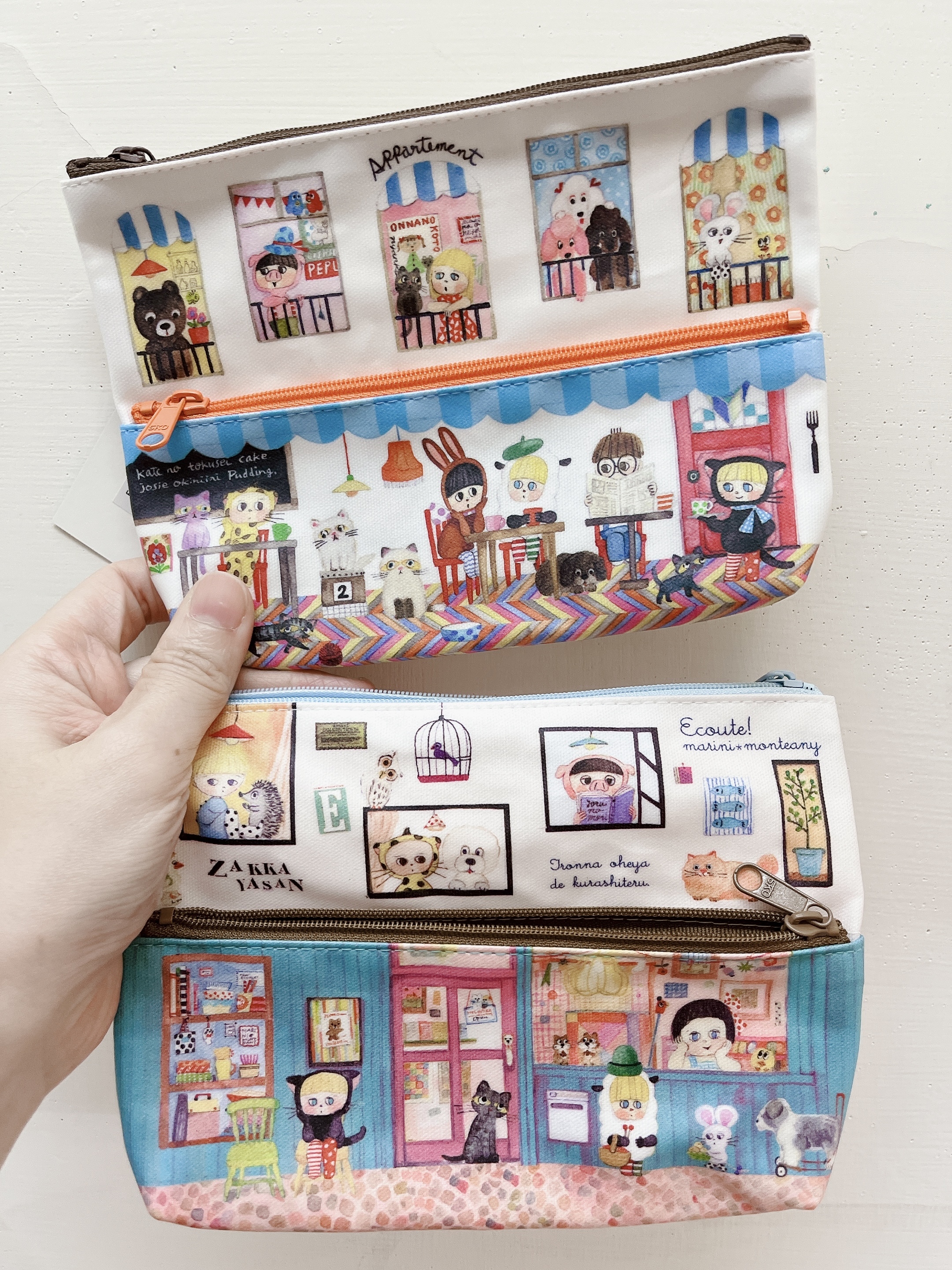 2層 筆袋+文具收納包 化妝包 / Ecoute！minette 日本