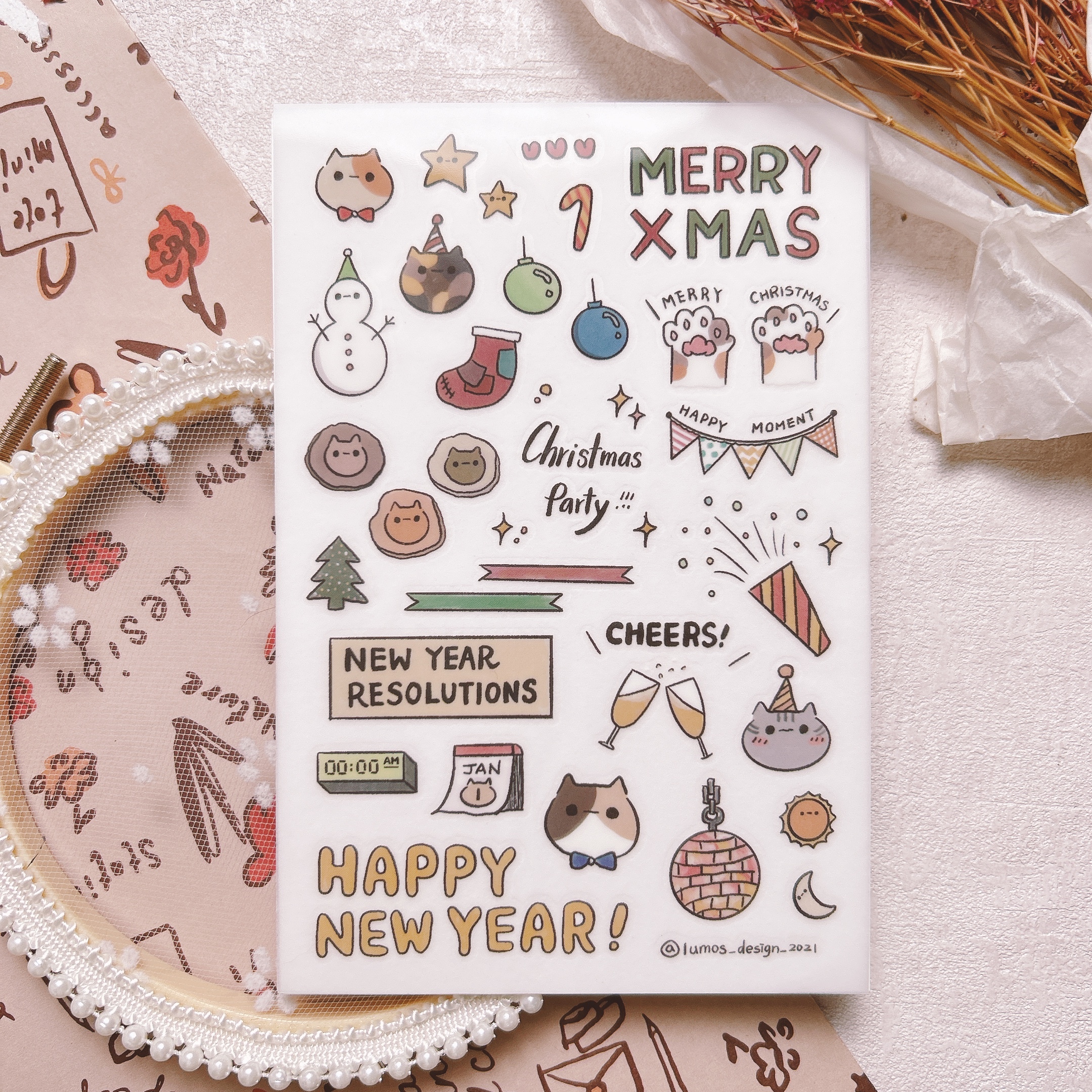 嗨賴 x LUMOS｜喵的 聖誕新年 轉印貼紙