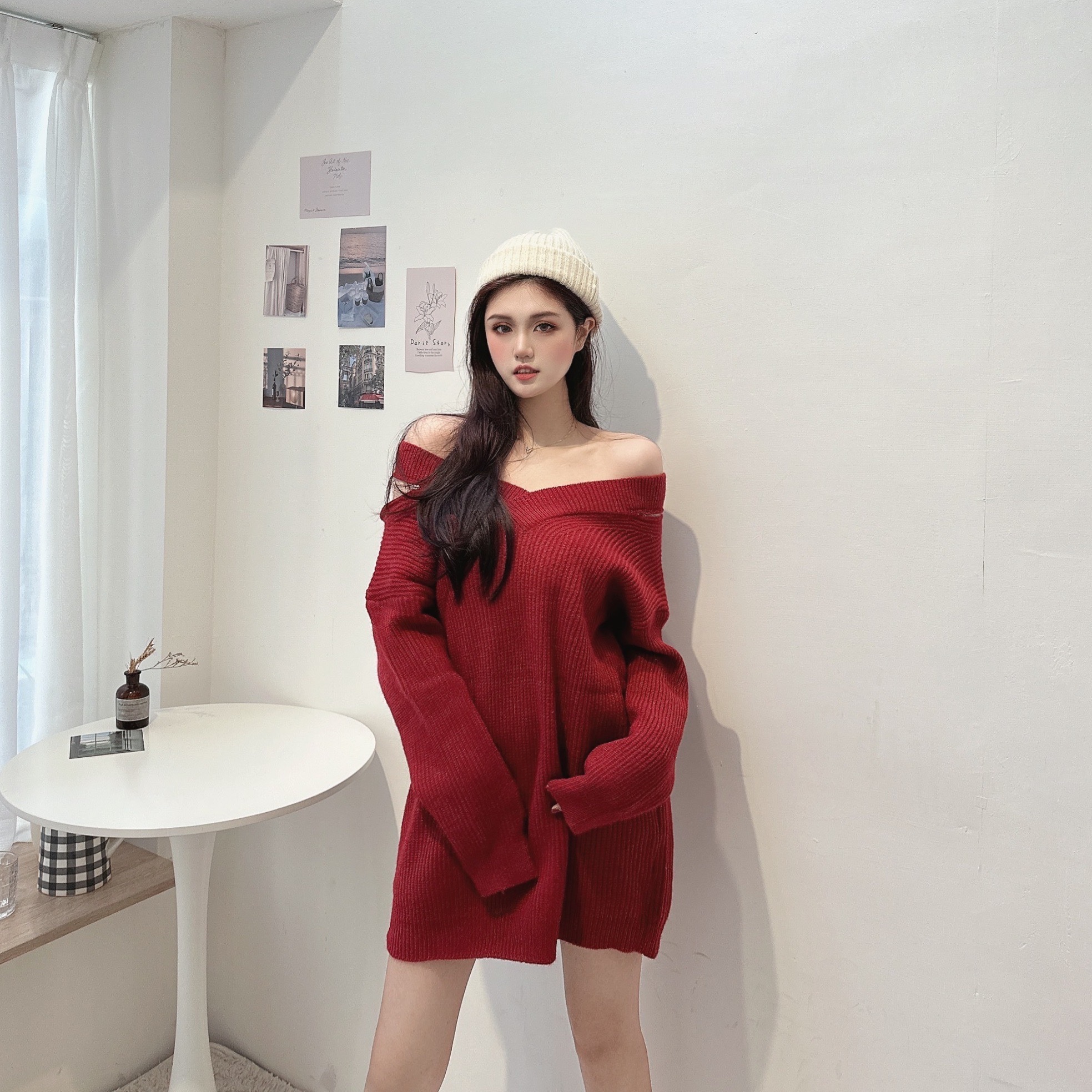 造型V領拉鏈毛衣/三色