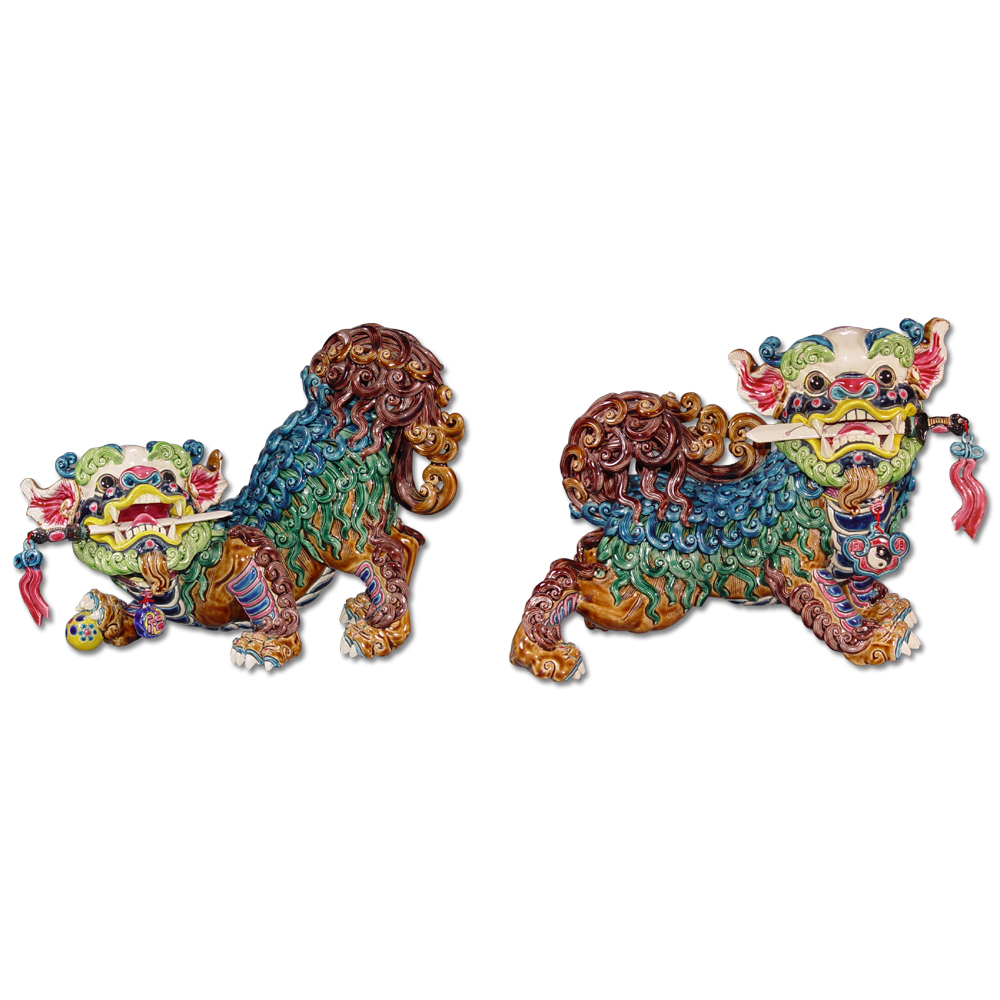 台灣國寶交趾陶｜鎮宅獅對L