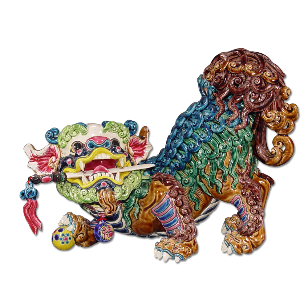 鹿港窯禮品館｜台灣國寶交趾陶鎮宅獅對L