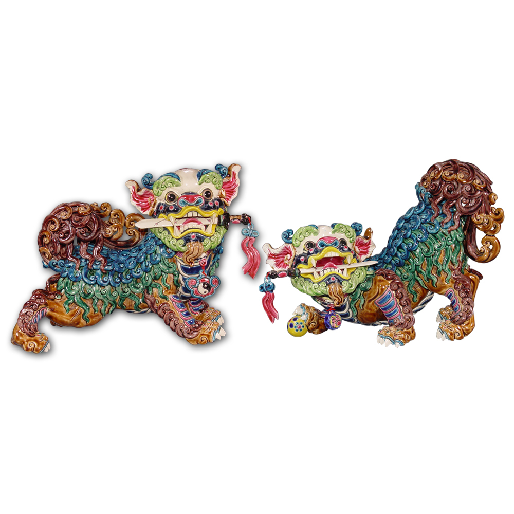 台灣國寶交趾陶｜鎮宅獅對L