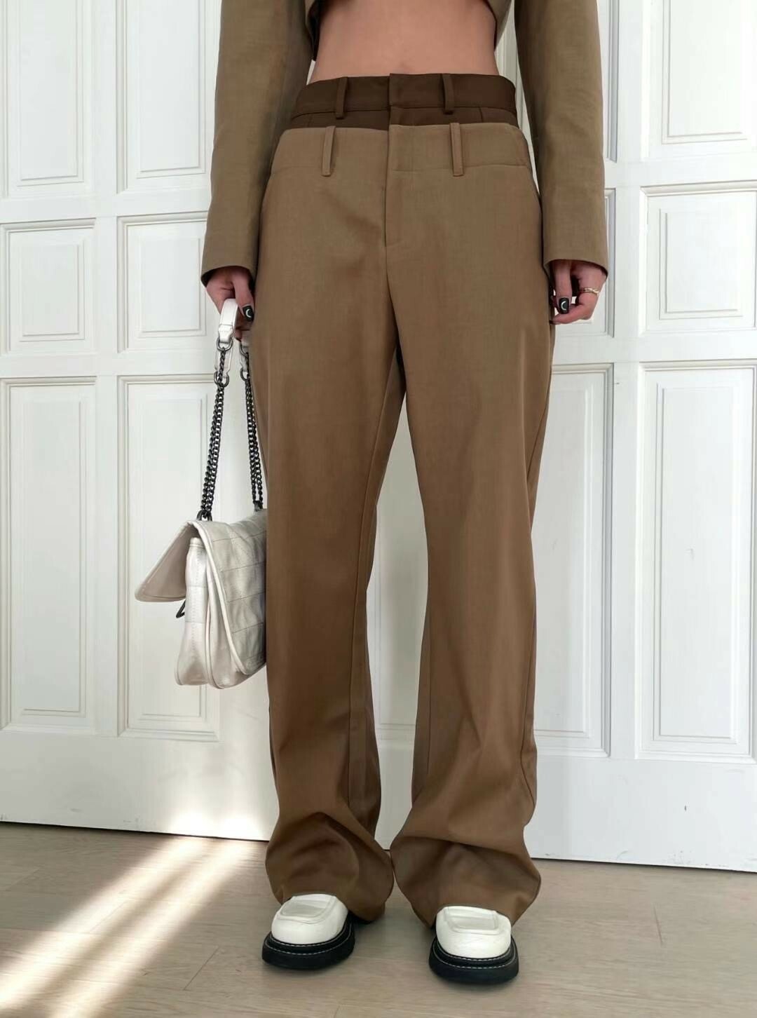 雙色褲頭西裝長褲