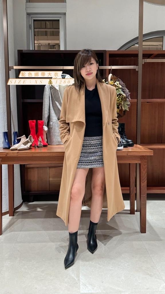 駝色綁帶大衣 -T