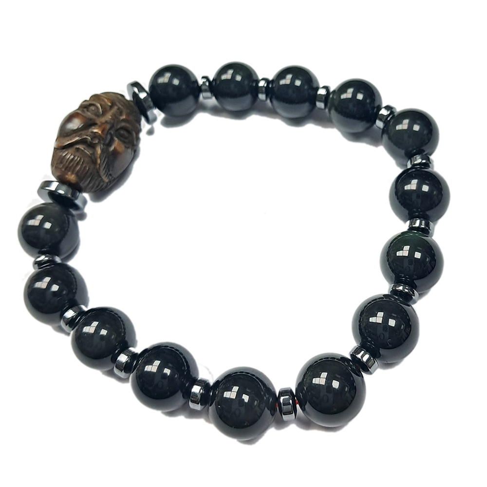 羅漢{鐵刀木}&黑曜岩手珠10mm【十方】152805