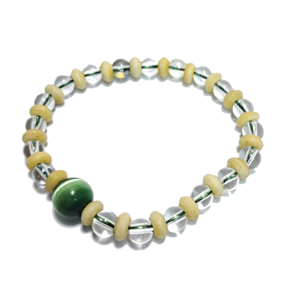 貓眼石&水晶&椰殼手珠3*7mm【十方】152823