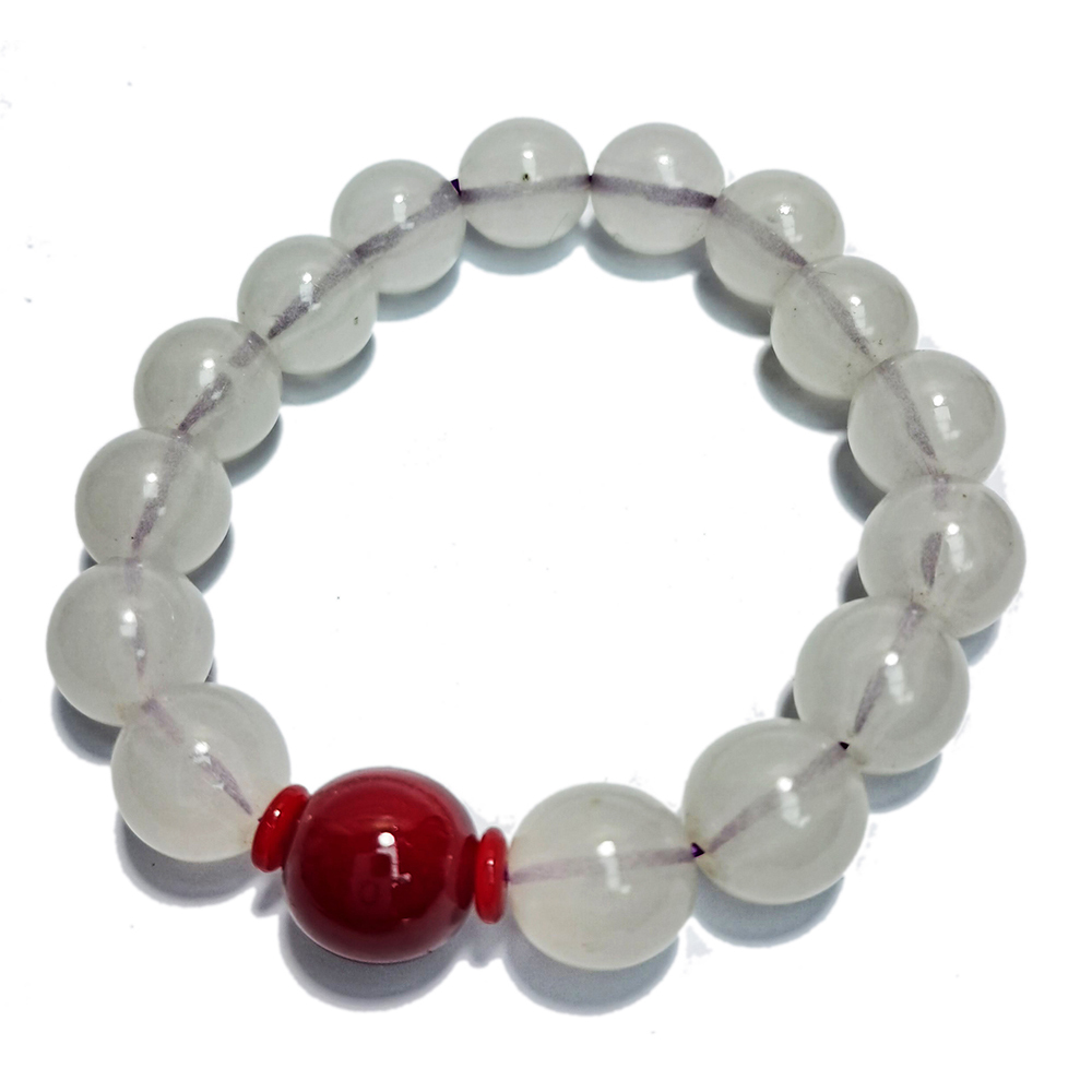 仿紅蜜納&仿白玉髓手珠11.7mm【十方】152828