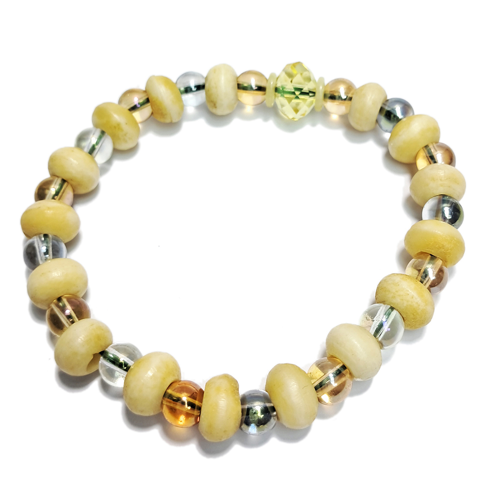 黃琉璃&椰殼手珠3*7mm【十方】152827