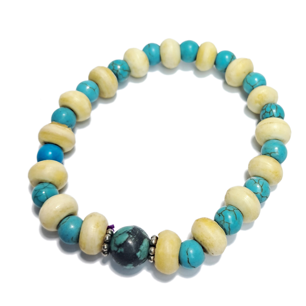 綠松石&椰殼手珠6*9mm【十方】152822