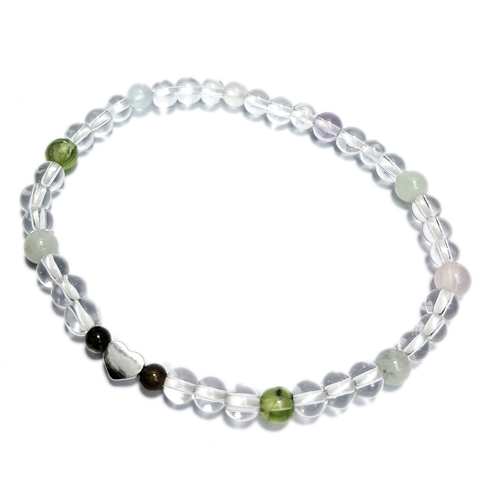 愛心{純銀}&橄欖石& 水晶手珠4.3mm【十方】152868