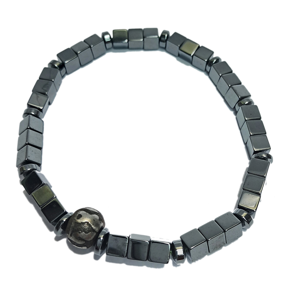 六字真言{天鐵}&健康磁石方形手珠4.5mm【十方】152816