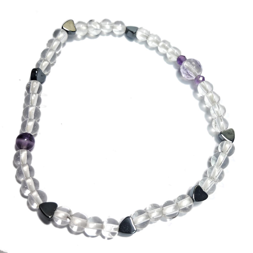 愛心{健康石}&紫晶&水晶手珠4.5mm【十方】152838