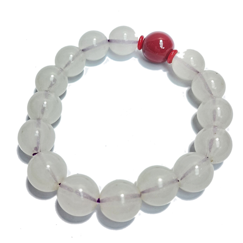 仿紅蜜納&仿白玉髓手珠11.7mm【十方】152828