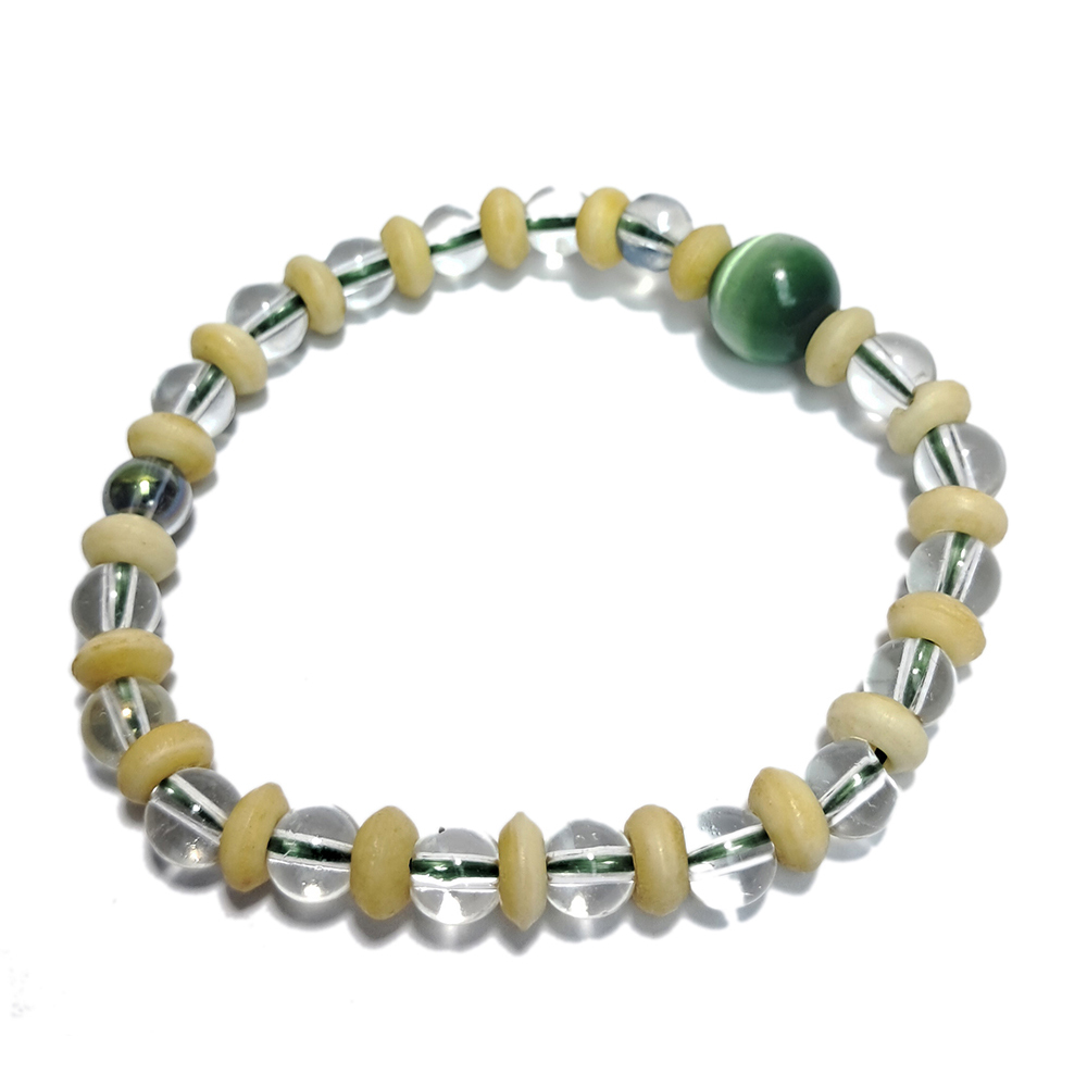 貓眼石&水晶&椰殼手珠3*7mm【十方】152823