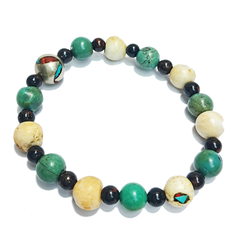 綠松石&老硨磲石手珠8.8mm【十方】152833