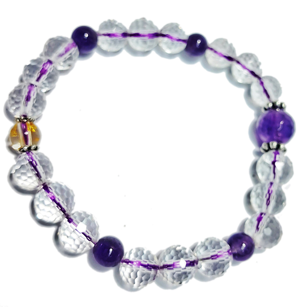 紫晶&水晶手珠7.5mm【十方】152810