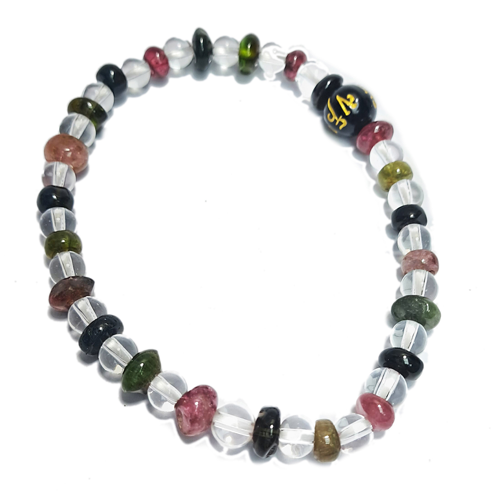 六字真言&碧璽&水晶手珠4.5 mm【十方】152835