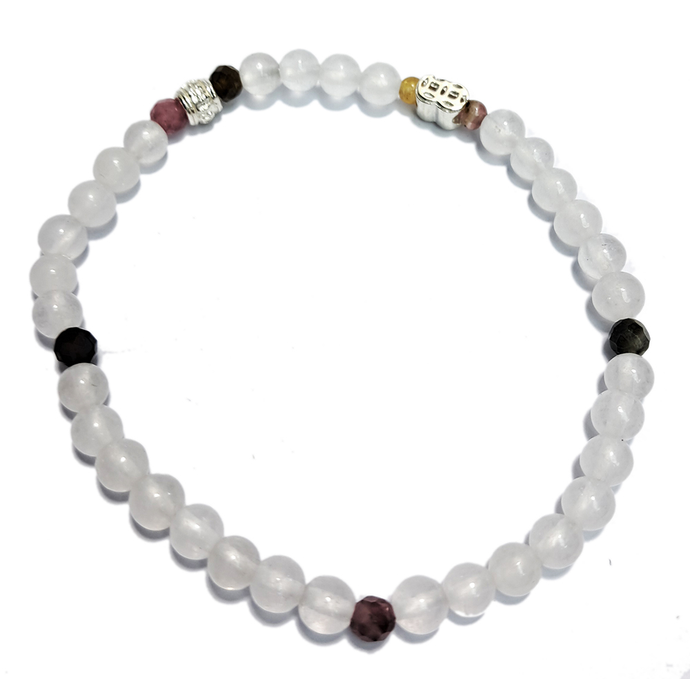 六字真言財源滾滾{純銀}&碧璽&月光石手珠4.8mm【十方】152869