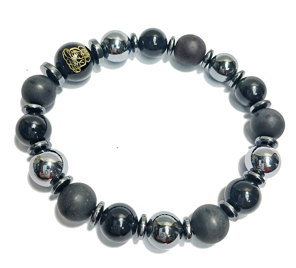 佛&黑曜石&藥珀&健康磁石手珠10mm【十方】152864