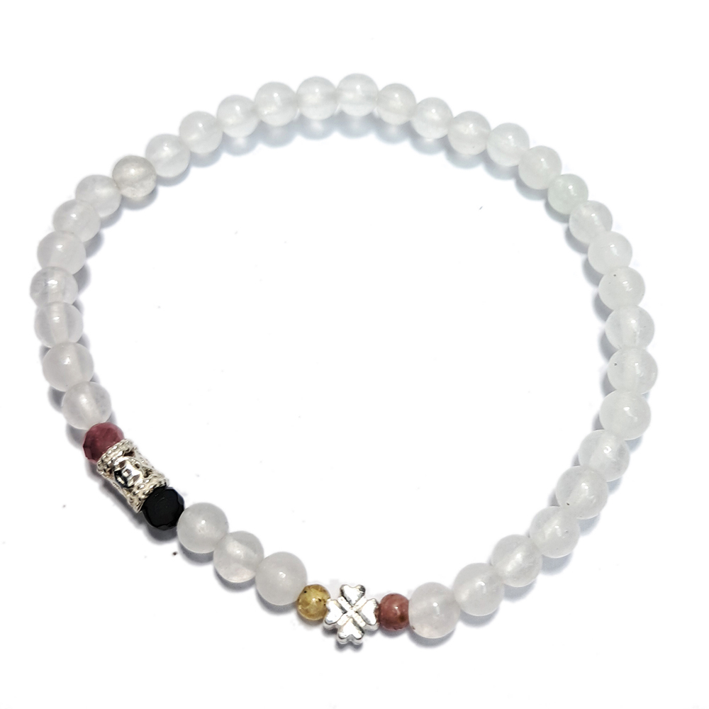 幸運草財源滾滾{純銀}&月光石手珠4.4mm【十方】152886