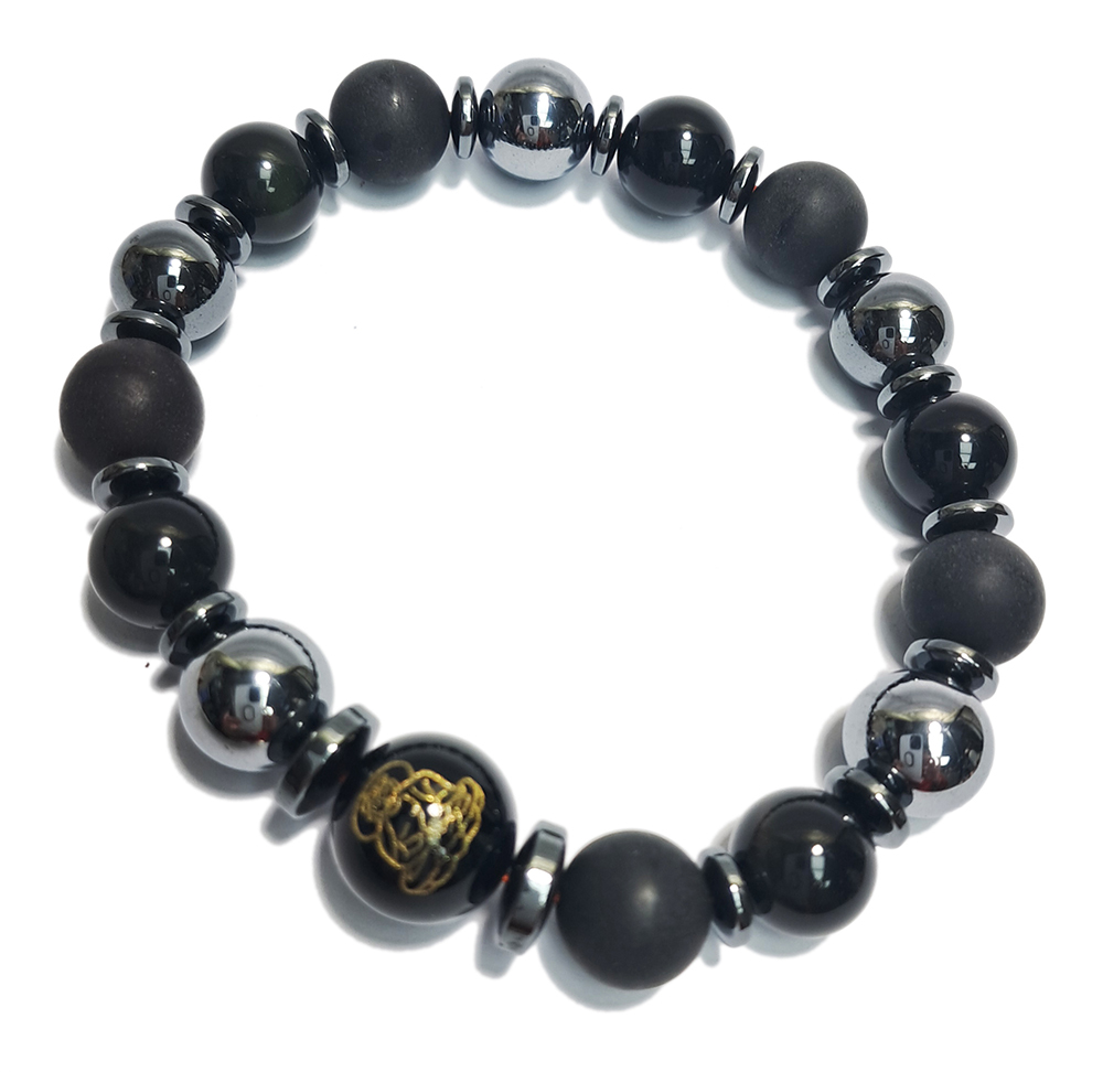 佛&黑曜石&藥珀&健康磁石手珠10mm【十方】152864