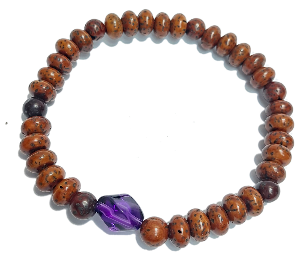 紫晶&老星月菩提子手珠4*6.5mm【十方】152857