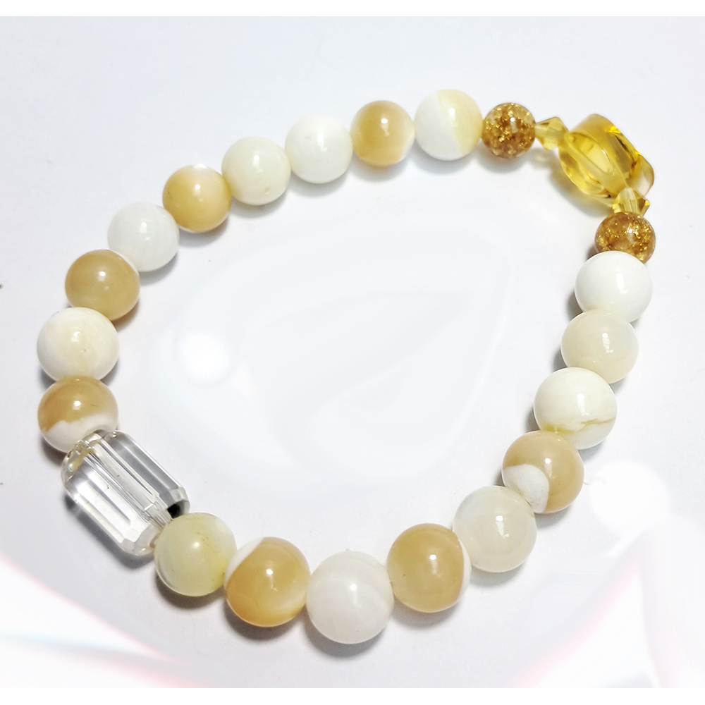 水晶柱&元寶{琉璃}&金線硨磲手珠8mm【十方】152849