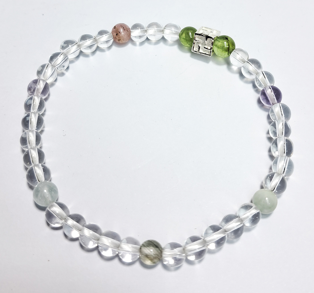 卍{純銀}&橄欖石& 水晶手珠4.3mm【十方】152867