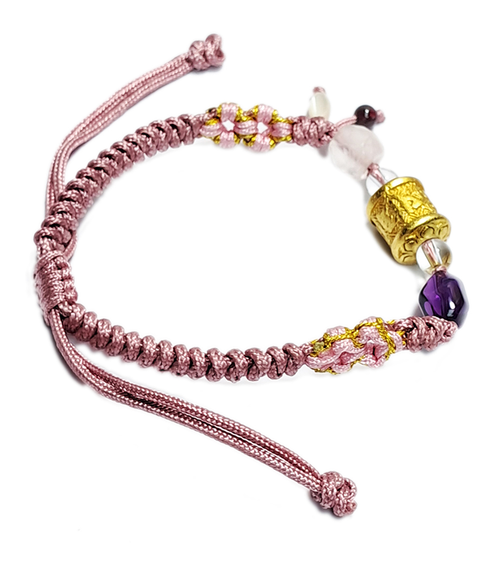 轉經輪{沙金}&蘋果粉晶&中國結手鍊【十方】152906