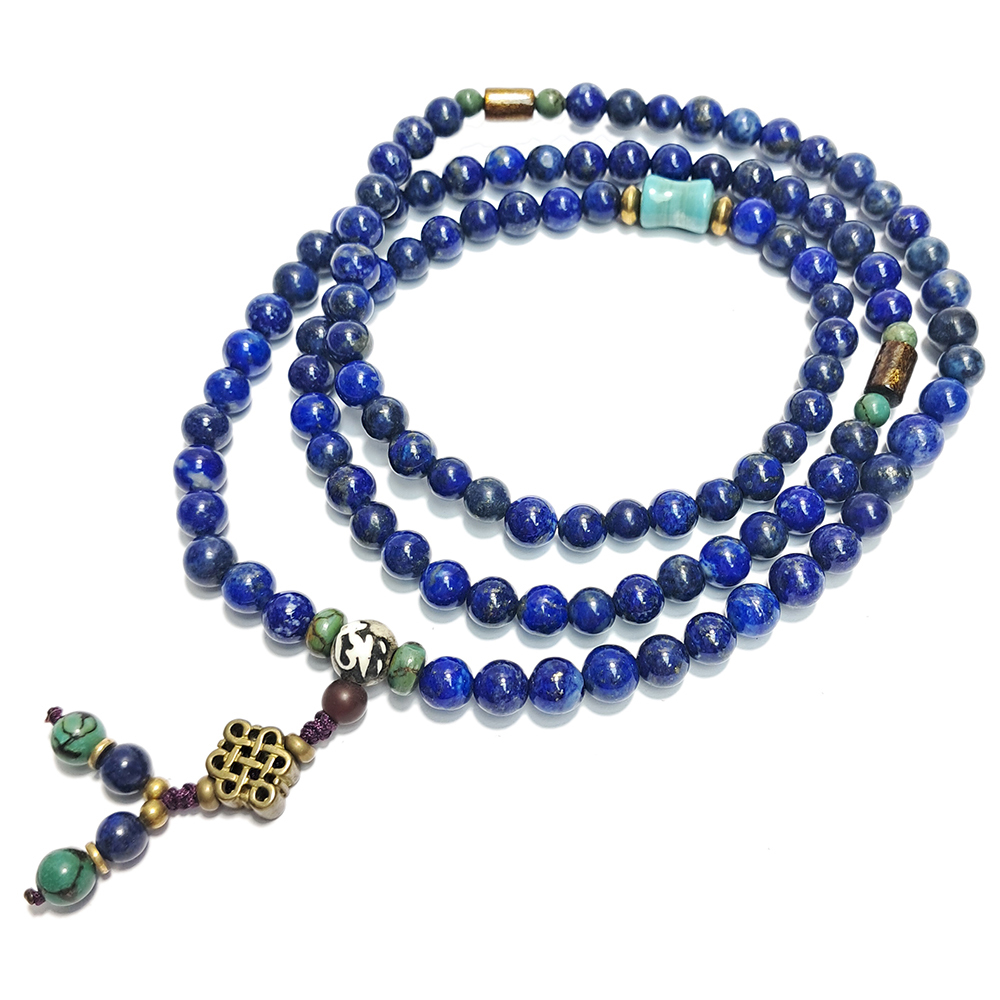 綠松石&金吉祥&金珊瑚&青金石108念珠6mm【十方】152920