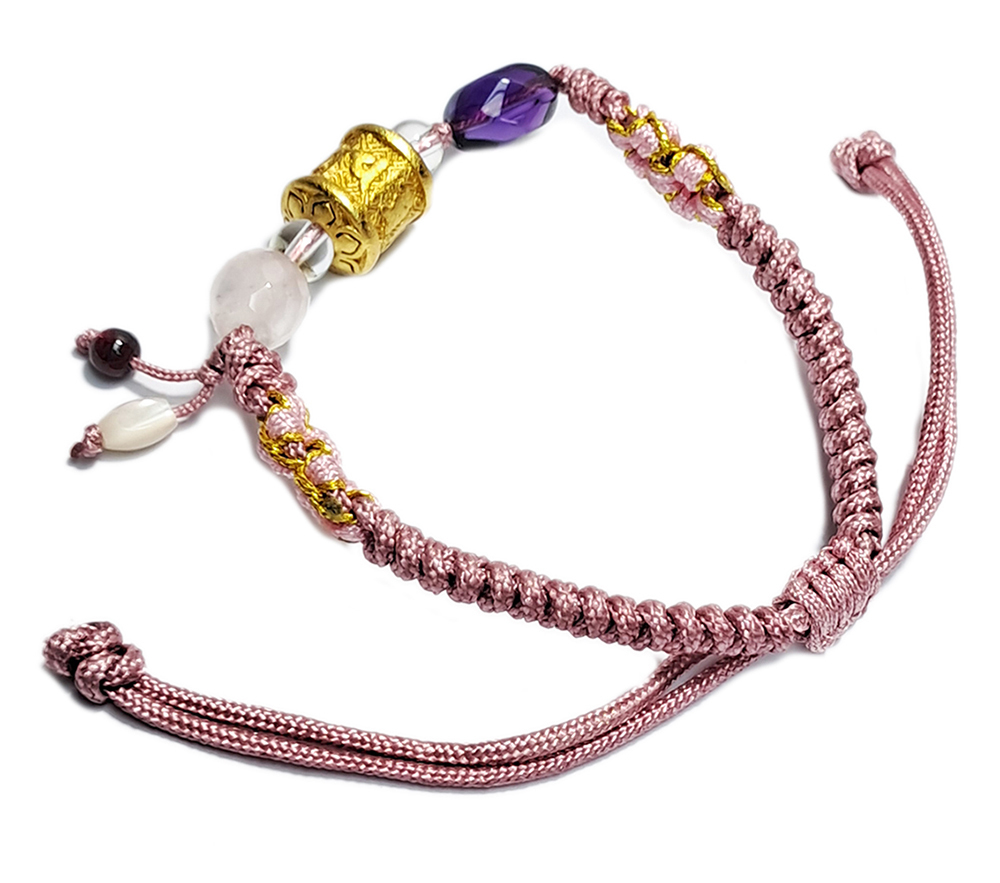 轉經輪{沙金}&蘋果粉晶&中國結手鍊【十方】152906