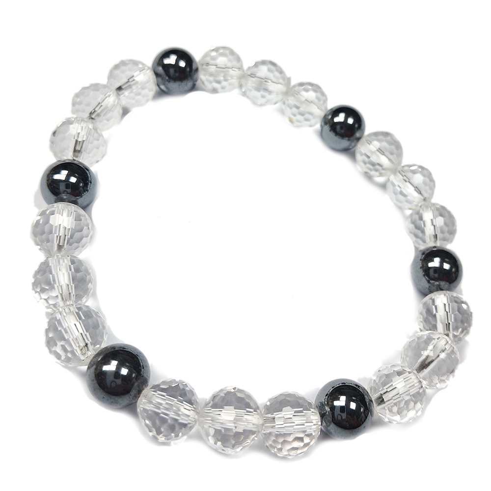 健康石&鑽面水晶手珠8mm【十方】152704