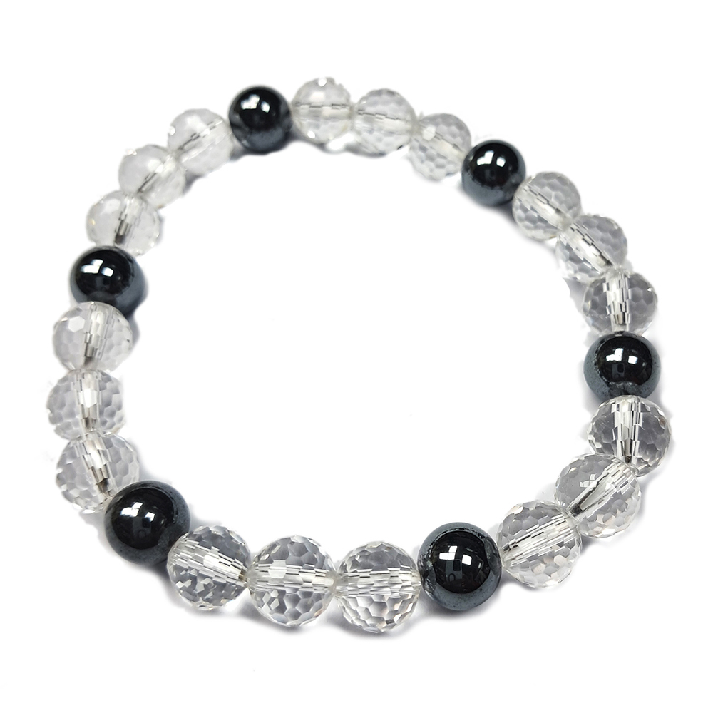 健康石&鑽面水晶手珠8mm【十方】152704