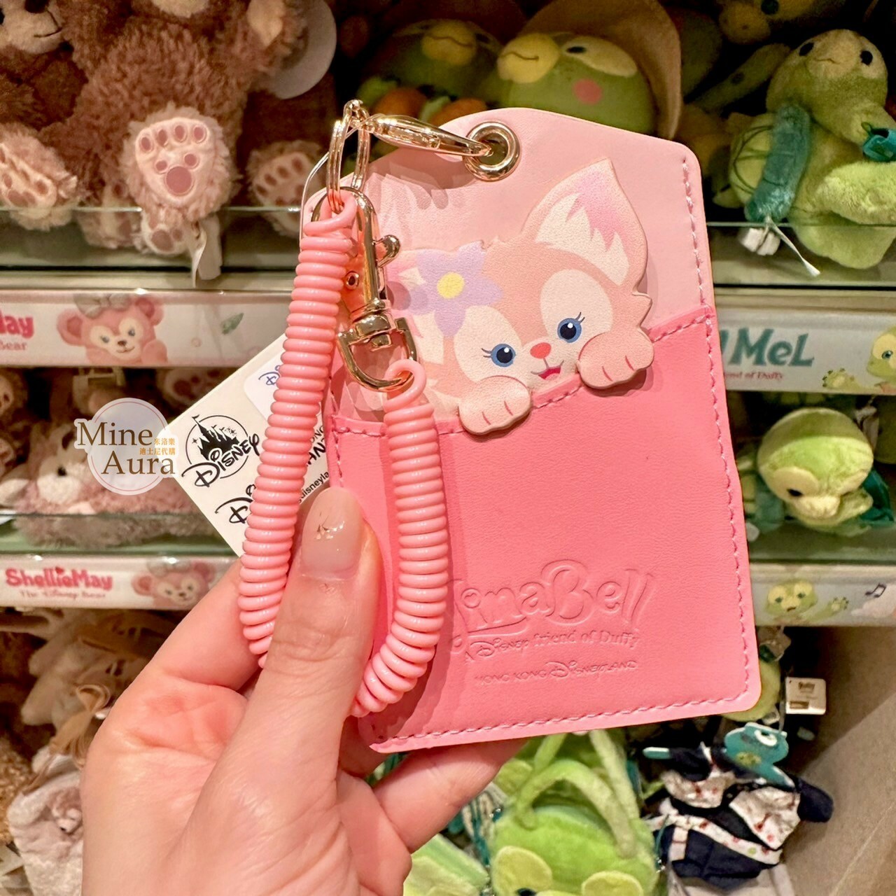 玲娜貝兒 Lina bell 大頭圖案 拚色 票卡夾 吊飾 -香港迪士尼樂園