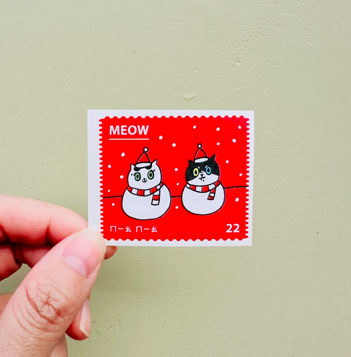 MEOW 5入 聖誕郵票貼紙｜superB studio