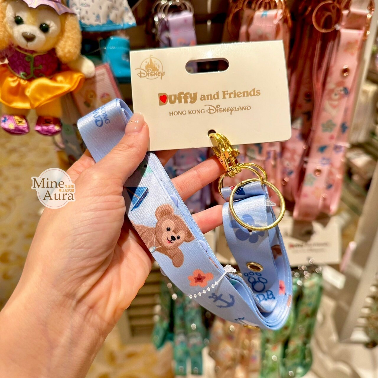 達菲 Duffy 吊飾 掛飾 滿版圖案掛繩 -香港迪士尼樂園