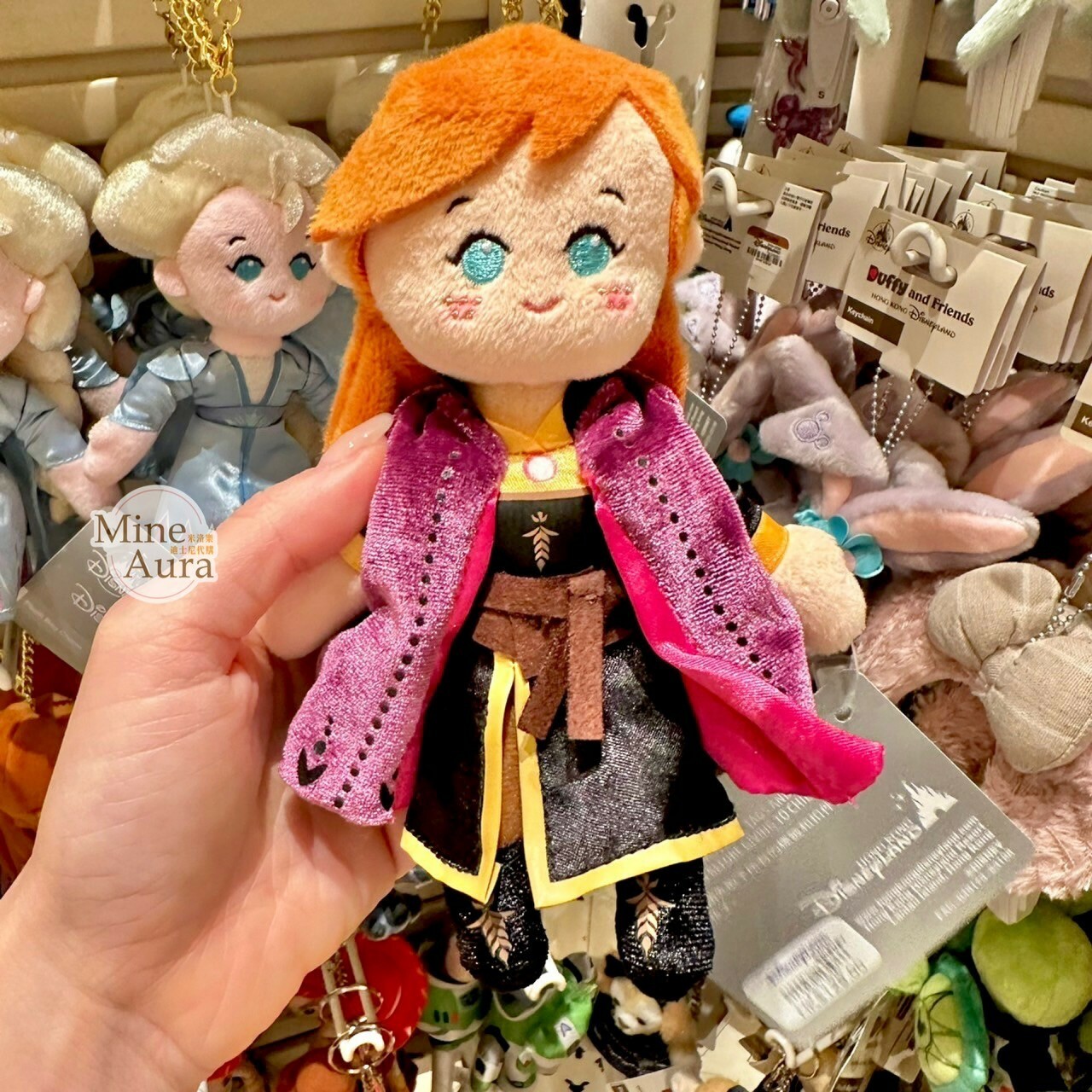 Q版 艾莎 Elsa 安娜Anna 絨毛 鑰匙圈 吊飾 冰雪奇緣 Frozen -香港迪士尼樂園