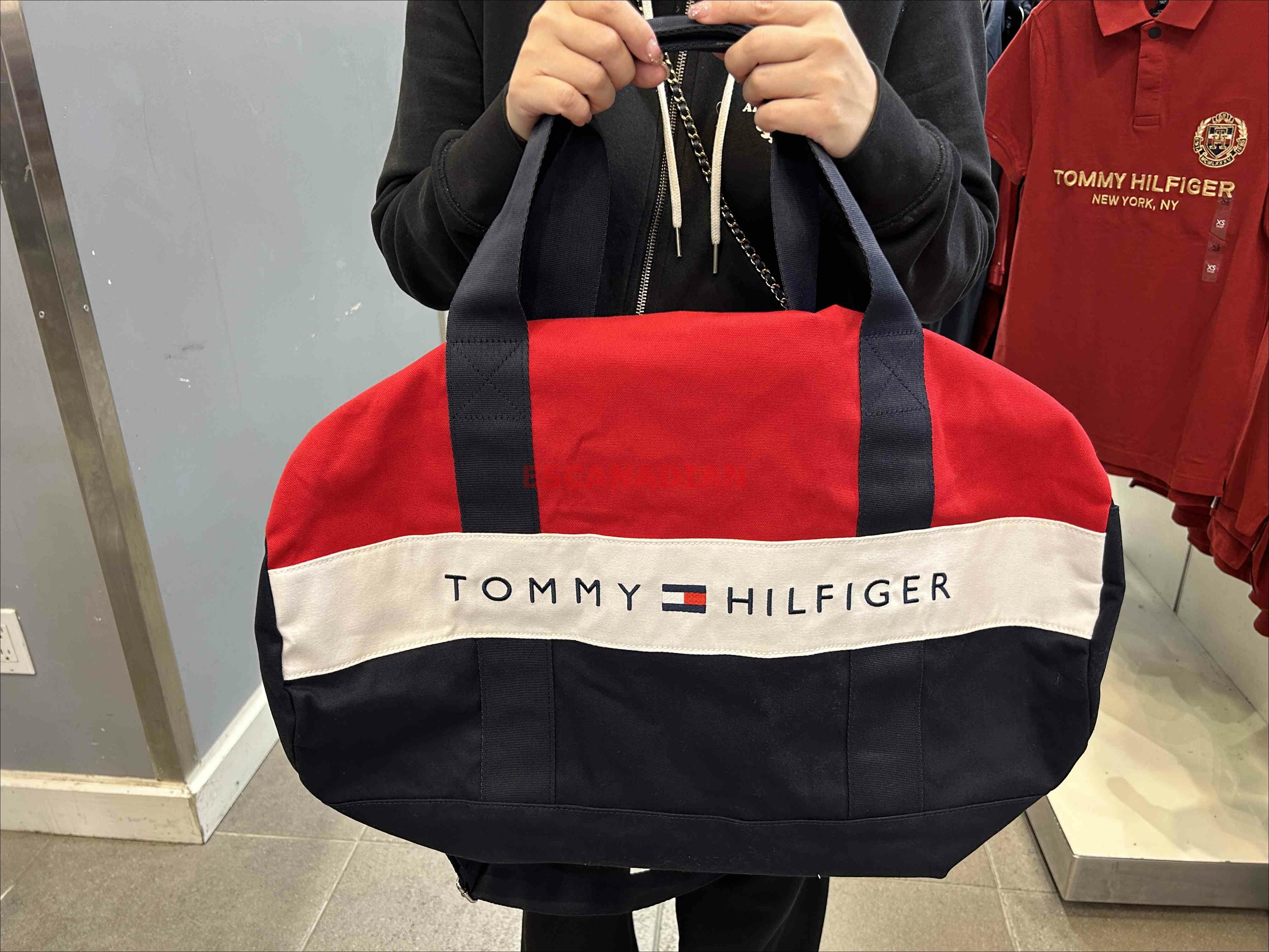 TOMMY 大字樣 3色 帆布 兩用 旅行滾筒包