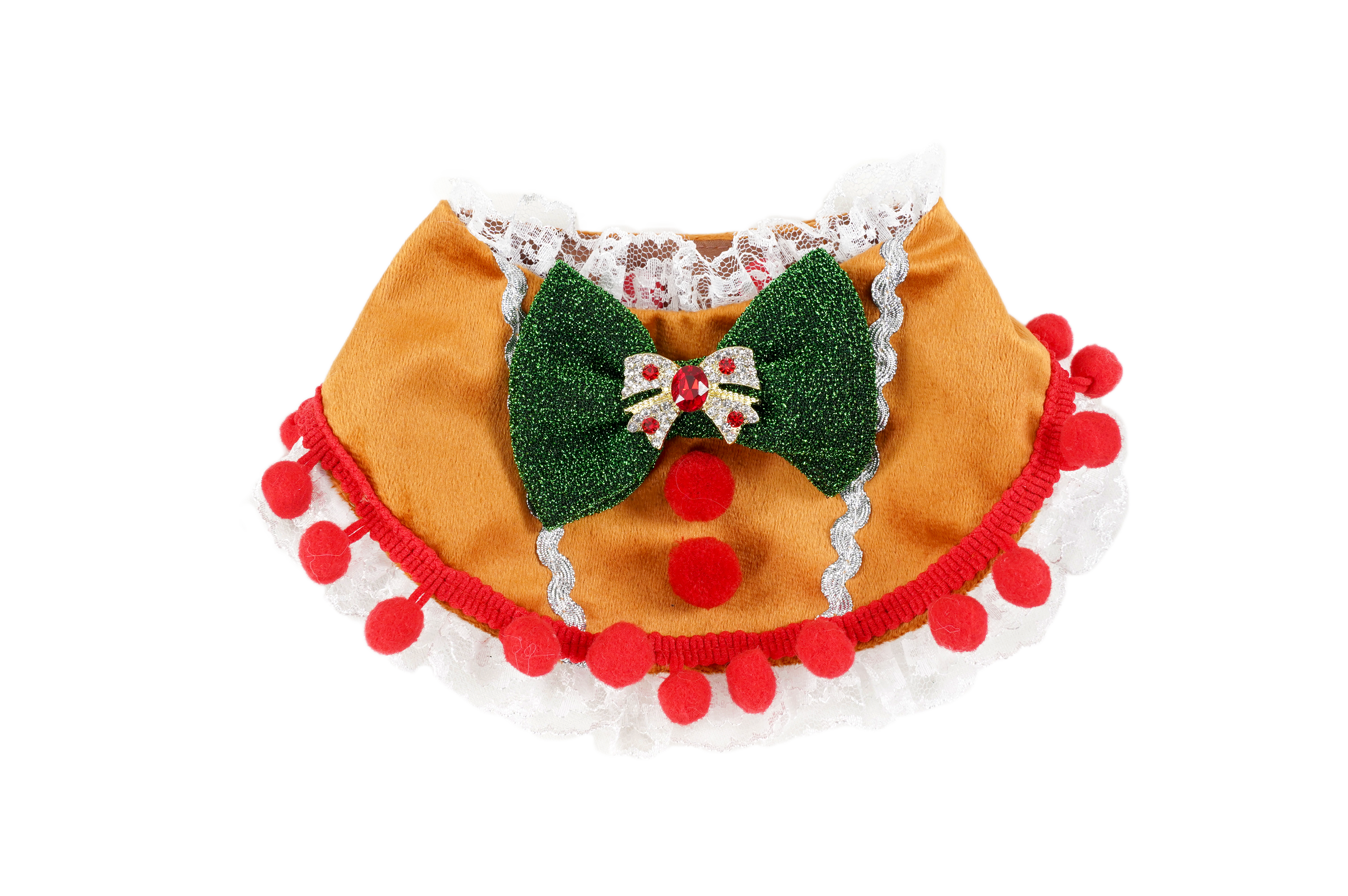 Gingerbread Lace Collar with Pom Pom