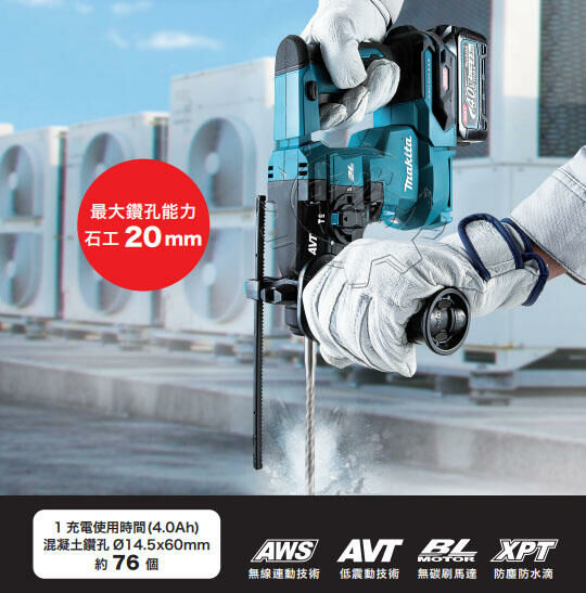 ＊中崙五金【附發票】Makita 牧田 40V充電式無刷四溝鎚鑽 HR010GZ,HR010,HR010GD201