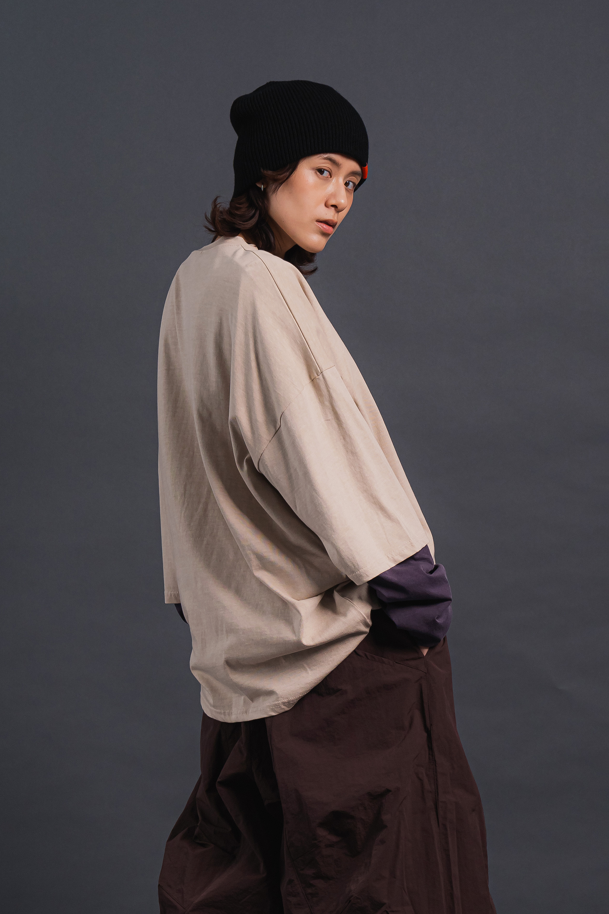 |韓國Korea|彩色作業假兩件寬鬆薄長T